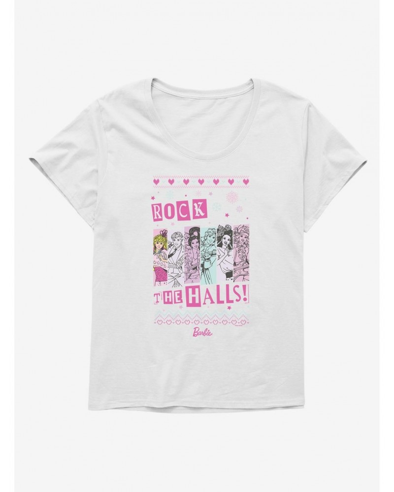Barbie Rock The Halls Ugly Christmas Pattern Girls T-Shirt Plus Size $8.85 T-Shirts