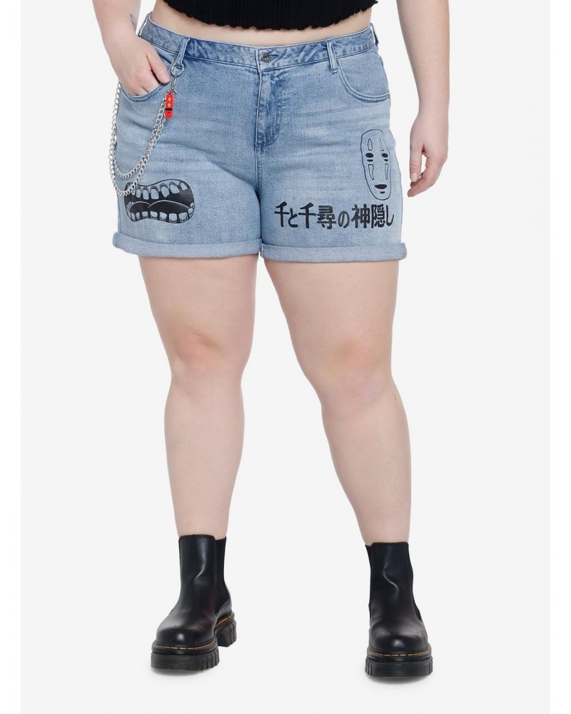 Studio Ghibli Spirited Away No-Face Mom Shorts Plus Size $17.96 Shorts