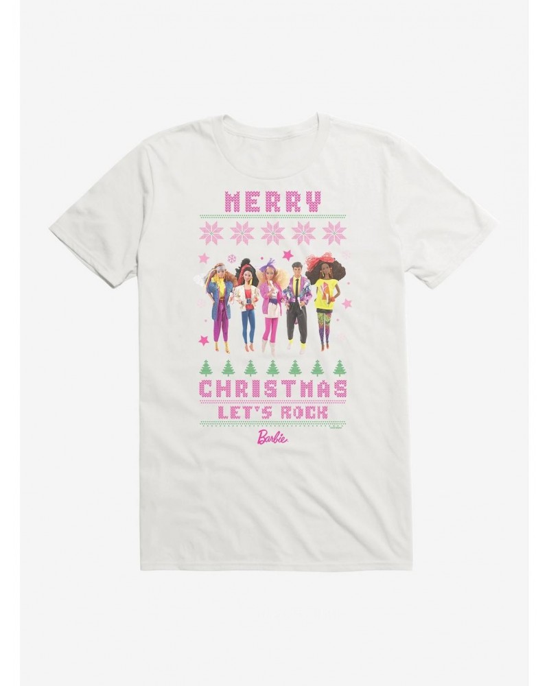 Barbie Merry Christmas Let's Rock Ugly Christmas Pattern T-Shirt $8.03 T-Shirts