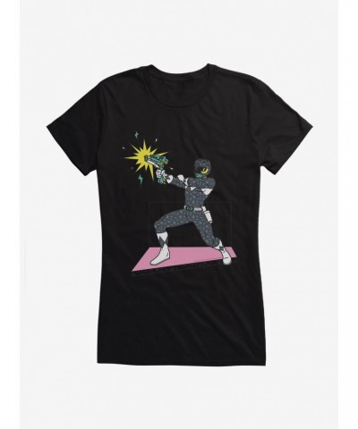 Mighty Morphin Power Rangers Black Ranger Blast Girls T-Shirt $8.76 T-Shirts