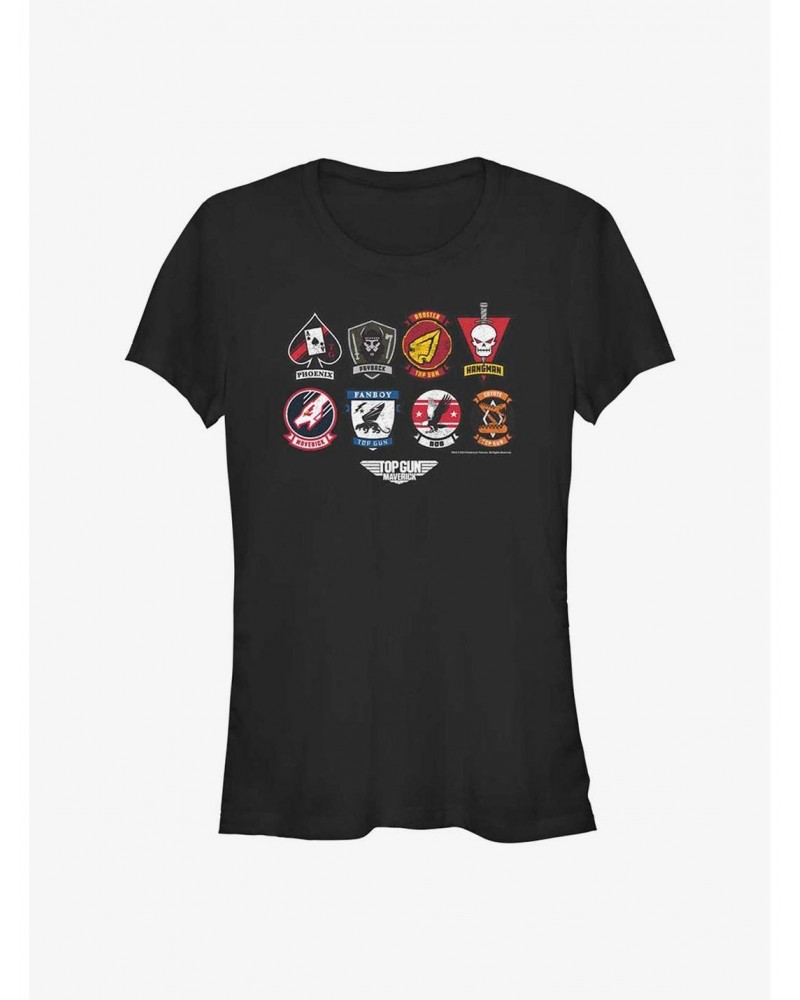 Top Gun Maverick Badge Layout Girls T-Shirt $5.66 T-Shirts