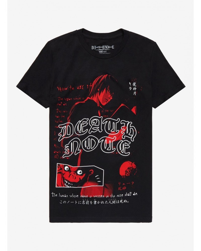 Death Note Light & Ryuk Red Collage Boyfriend Fit Girls T-Shirt $10.96 T-Shirts