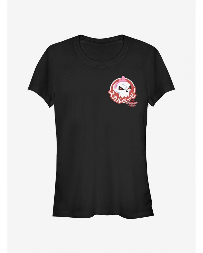 Marvel Spider-Man: Into The Spider-Verse Skull Sticker Pocket Girls T-Shirt $8.09 T-Shirts
