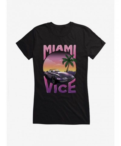 Miami Vice Sunset Drive Girls T-Shirt $9.56 T-Shirts