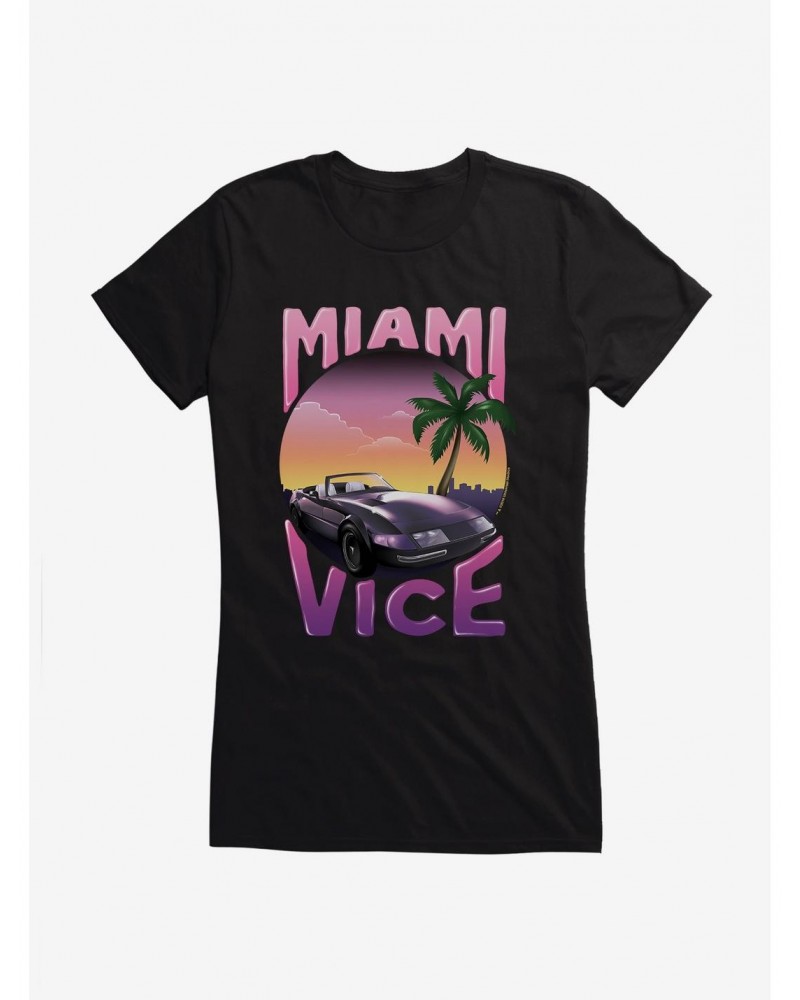 Miami Vice Sunset Drive Girls T-Shirt $9.56 T-Shirts