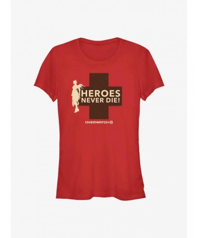 Overwatch 2 Mercy Heroes Never Die Girls T-Shirt $6.27 T-Shirts