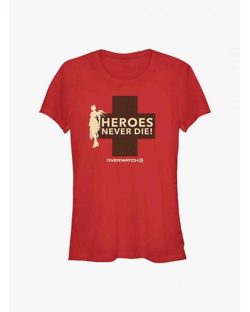 Overwatch 2 Mercy Heroes Never Die Girls T-Shirt $6.27 T-Shirts