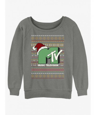 MTV Logo Ugly Christmas Girls Slouchy Sweatshirt $10.33 Sweatshirts