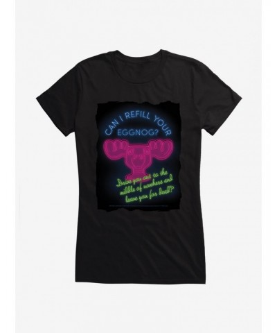 National Lampoon's Christmas Vacation Neon Can I Refill Your Eggnog Girls T-Shirt $7.57 T-Shirts