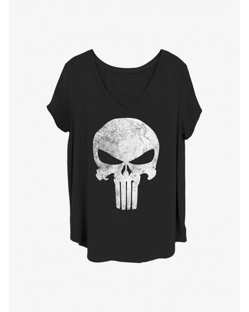 Marvel Punisher Distress Skull Girls T-Shirt Plus Size $9.25 T-Shirts