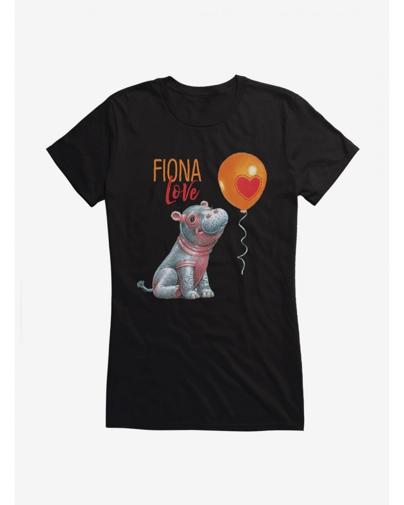 Fiona The Hippo Valentine'S Day Love Balloon Girls T-Shirt $8.37 T-Shirts