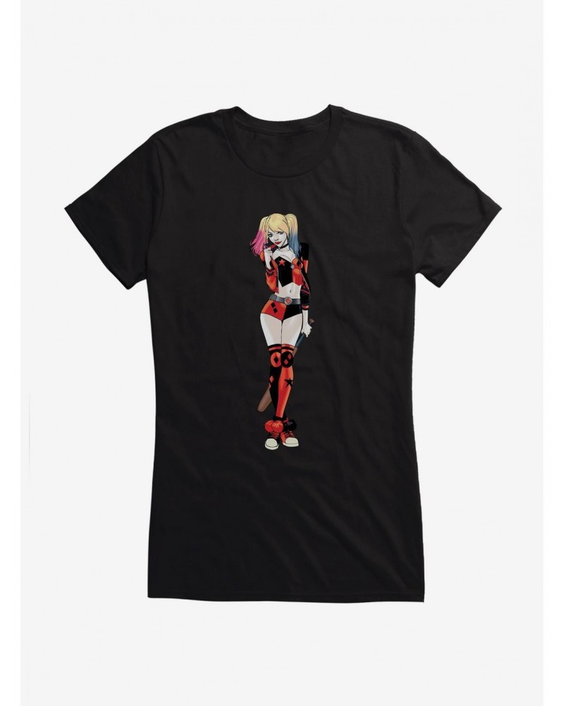 DC Comics Batman Harley Quinn Cute Pose Girls T-Shirt $6.18 T-Shirts