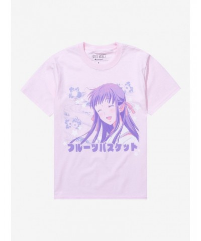 Fruits Basket Pink Flower Tohru Boyfriend Fit Girls T-Shirt $8.96 T-Shirts