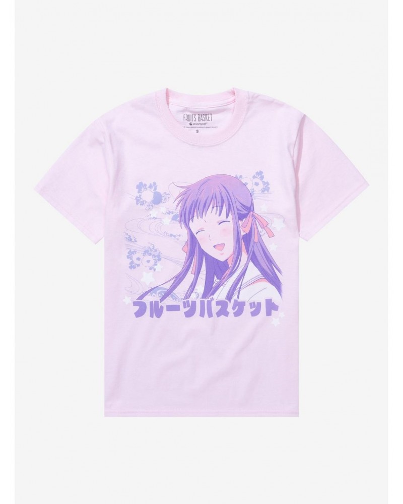 Fruits Basket Pink Flower Tohru Boyfriend Fit Girls T-Shirt $8.96 T-Shirts