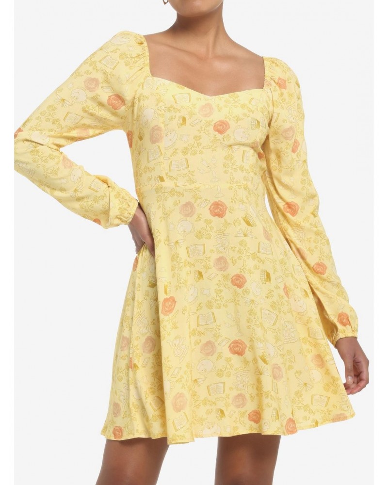 Disney Beauty And The Beast Floral Long-Sleeve Dress $19.65 Dresses