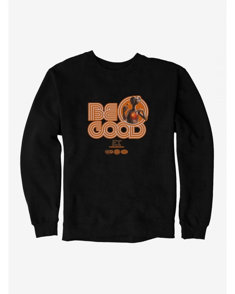 E.T. 40th Anniversary Be Good Bold Striped Font Orange Sweatshirt $16.97 Sweatshirts