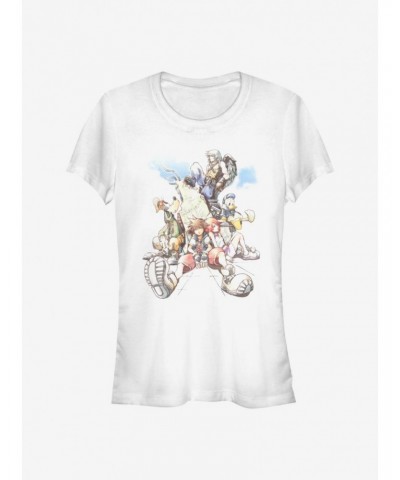 Disney Kingdom Hearts Group In The Clouds Girls T-Shirt $8.57 T-Shirts