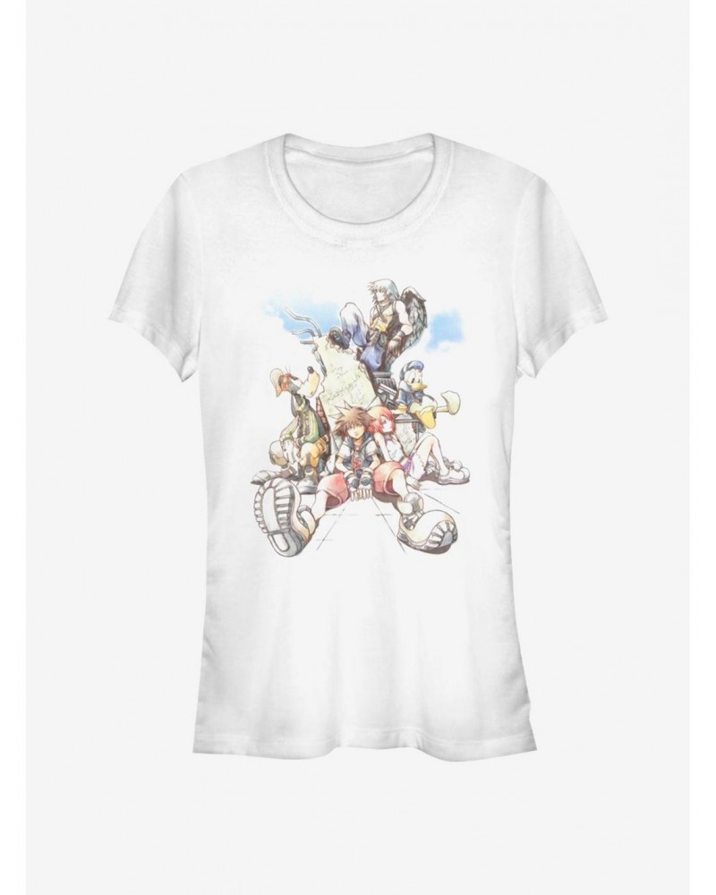 Disney Kingdom Hearts Group In The Clouds Girls T-Shirt $8.57 T-Shirts