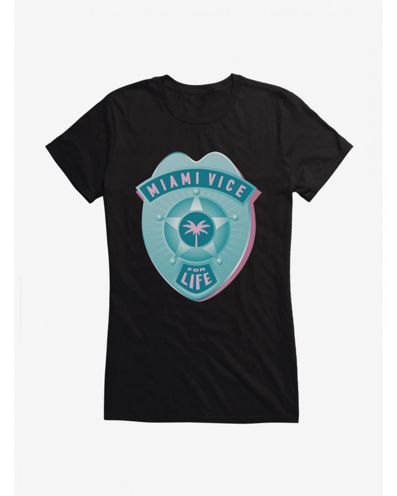 Miami Vice Life Pastel Badge Girls T-Shirt $7.77 T-Shirts