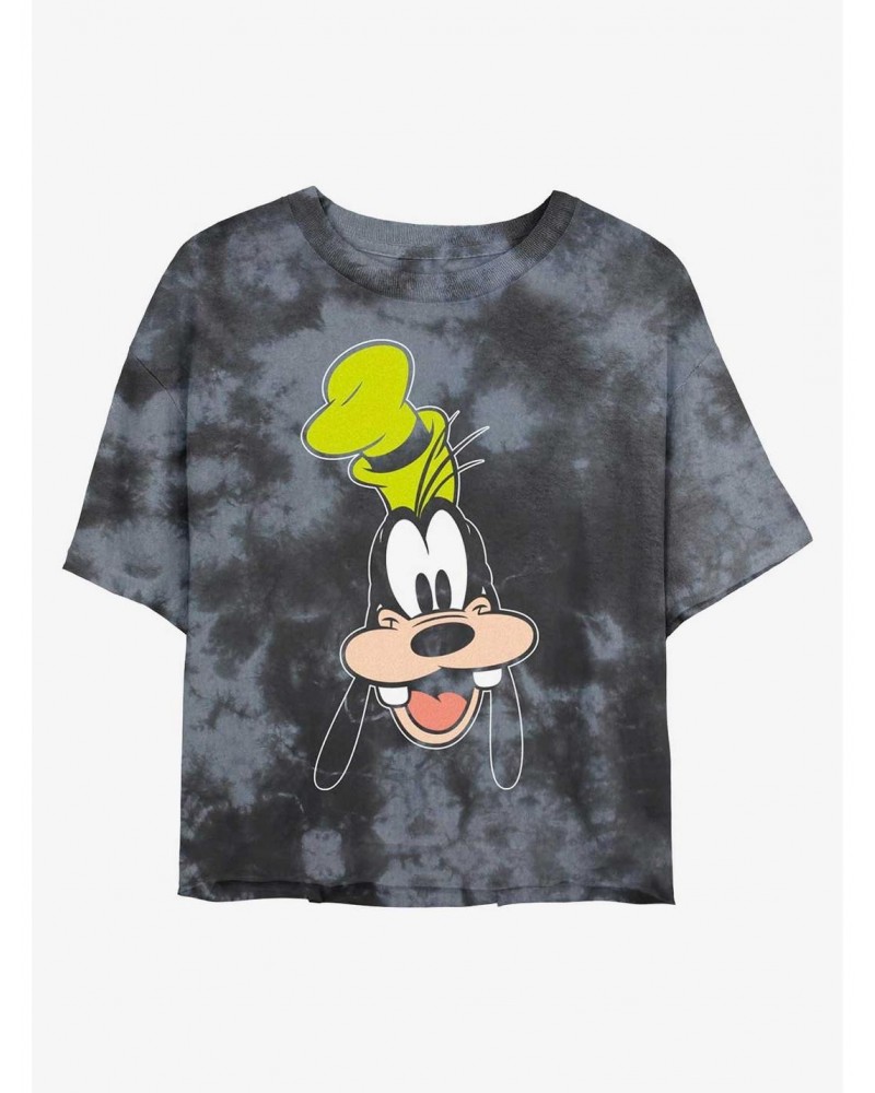 Disney Goofy Goofy Big Face Tie-Dye Girls Crop T-Shirt $10.40 T-Shirts