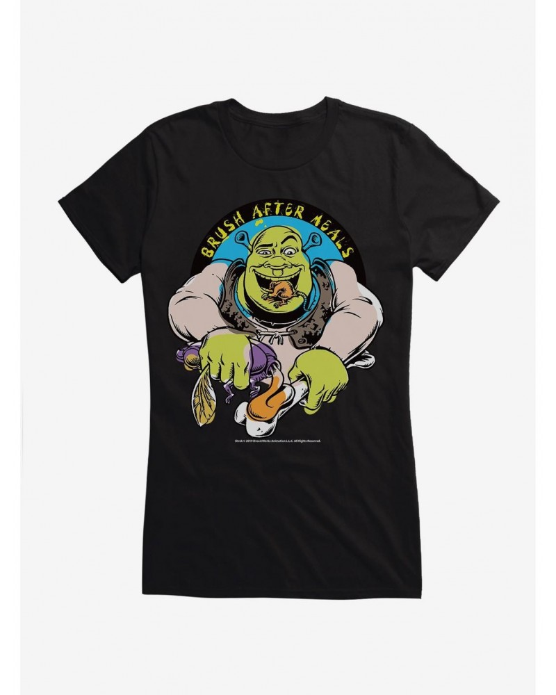 Shrek Brush After Meals Girls T-Shirt $9.76 T-Shirts