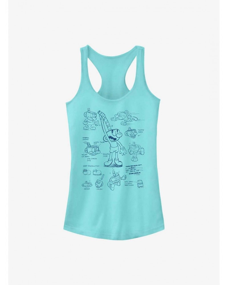Cuphead: The Delicious Last Course Mugman Sketch Girls Tank $12.20 Tanks