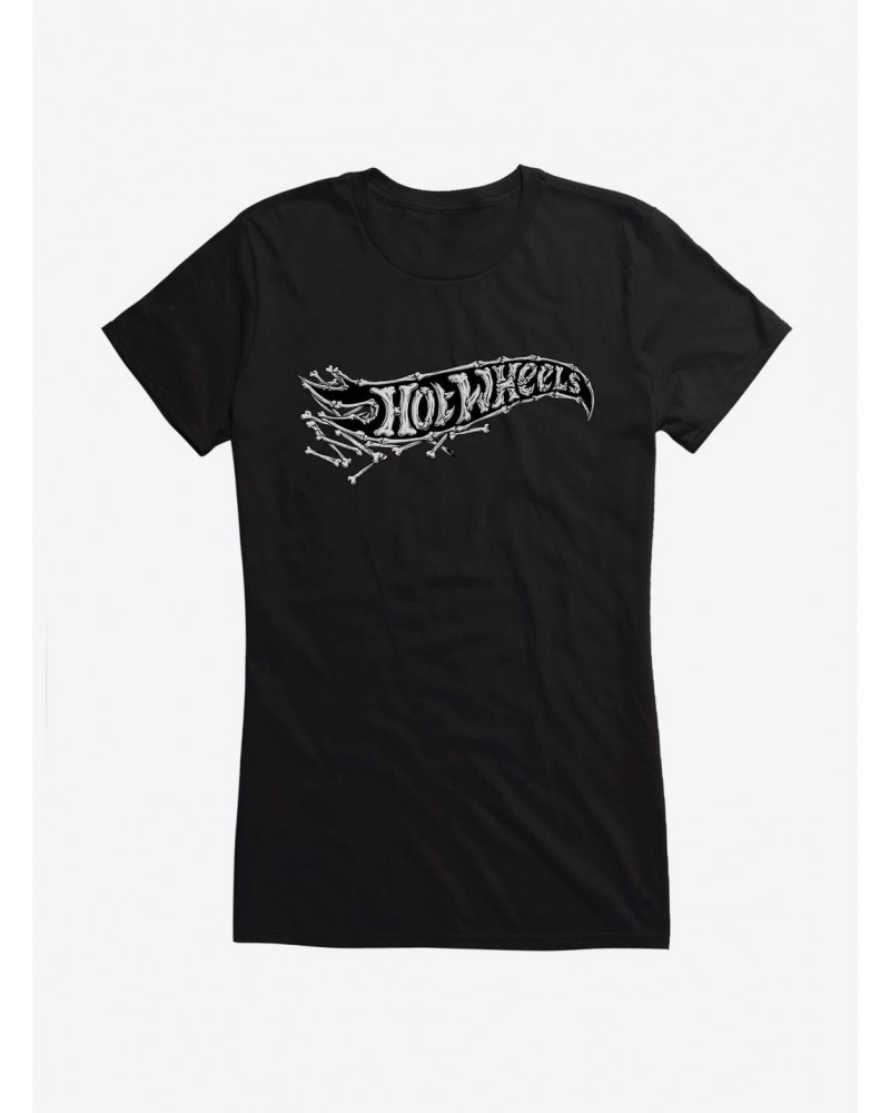 Hot Wheels Halloween Bones Logo Girls T-Shirt $9.36 T-Shirts