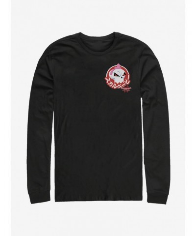 Marvel Spider-Man: Into The Spider-Verse Skull Sticker Pocket Long-Sleeve T-Shirt $8.16 T-Shirts