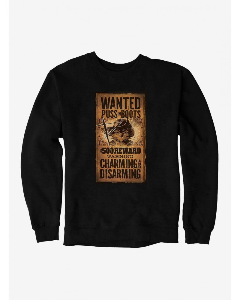 Puss In Boots Scratched Wanted Poster Sweatshirt $10.92 Sweatshirts
